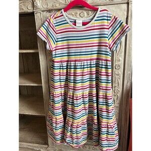 Hanna Andersson Rainbow Stripe Tiered Twirl Dress 130